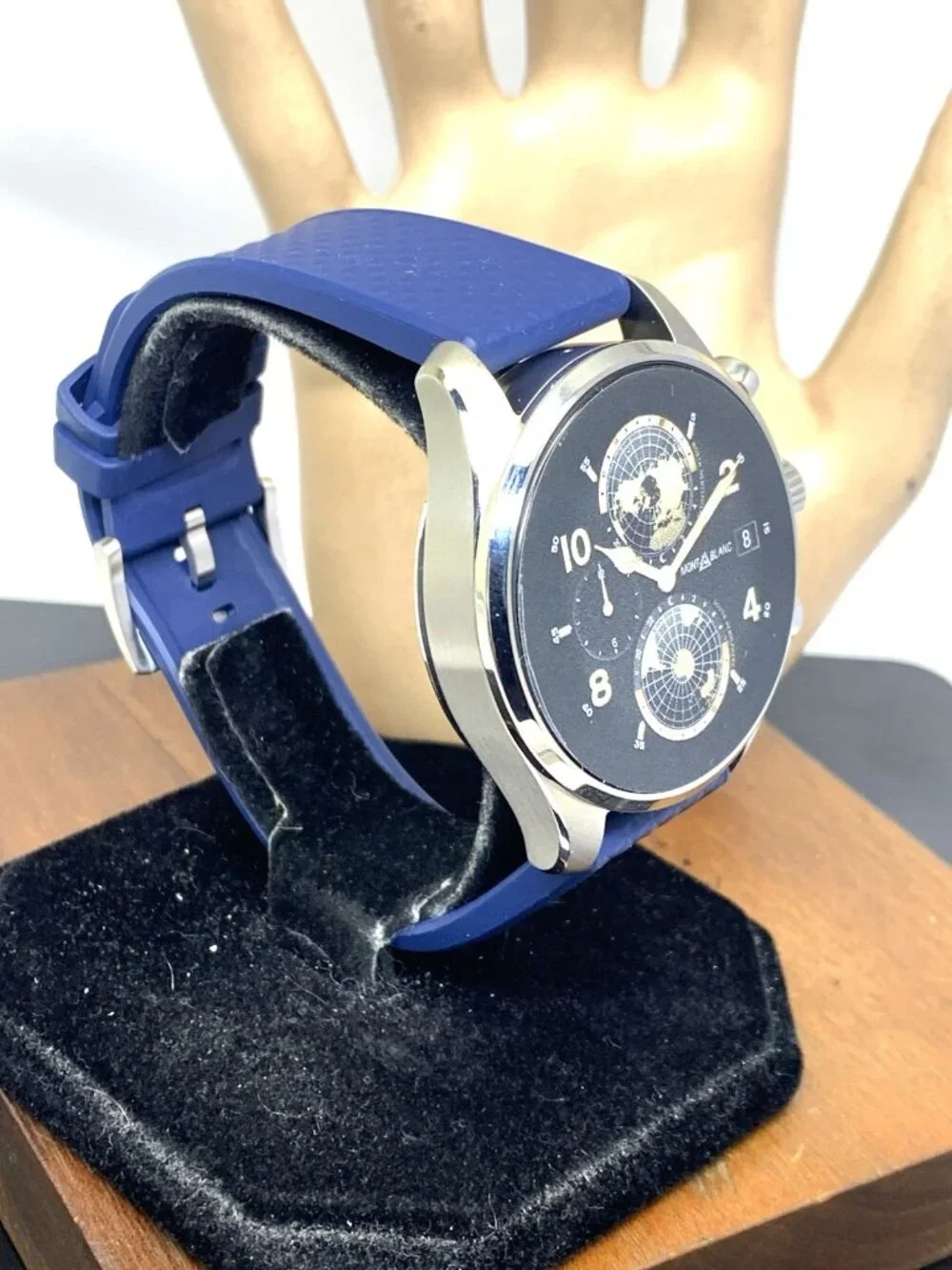 Montblanc Summit 3 Men's Watch Smartwatch Titanium Case Blue Rubber Strap 42mm